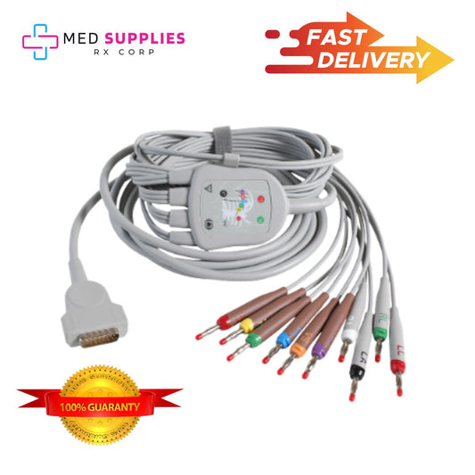 Compatible Kenz EKG Cable 10 Leads Wires IEC Banana 4.0mm